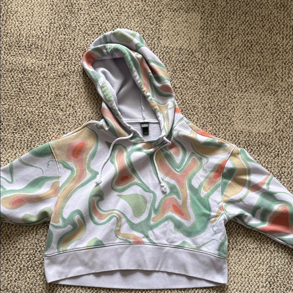 Wild Fable Green and light purple cropped Hoodie